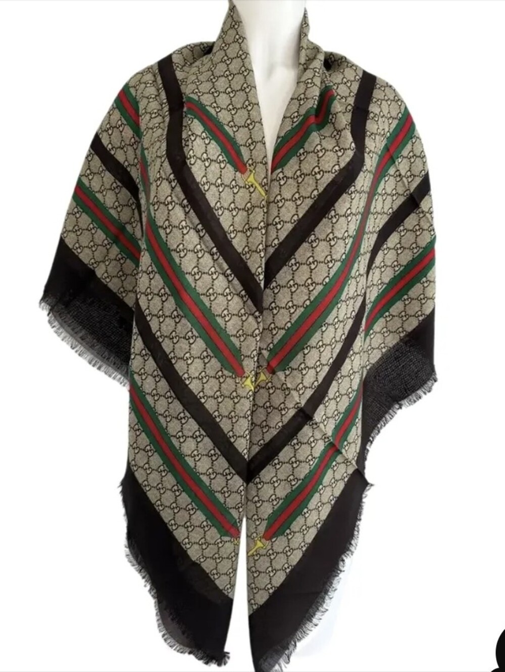 Auth Gucci GG Supreme Sherry Line Shawl